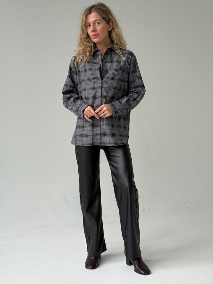 Kokvilnas rūtains krekls ar kabatu #03