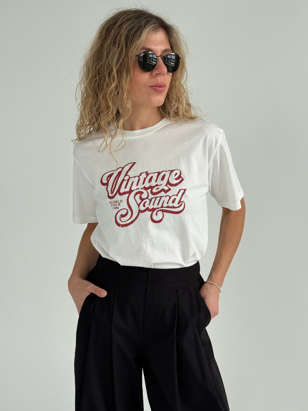 Kokvilnas T-krekls ar uzrakstu Vintage