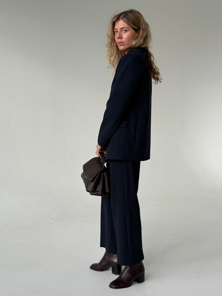 Klasiskas saīsinātas wide leg platas bikses ar jostu #01