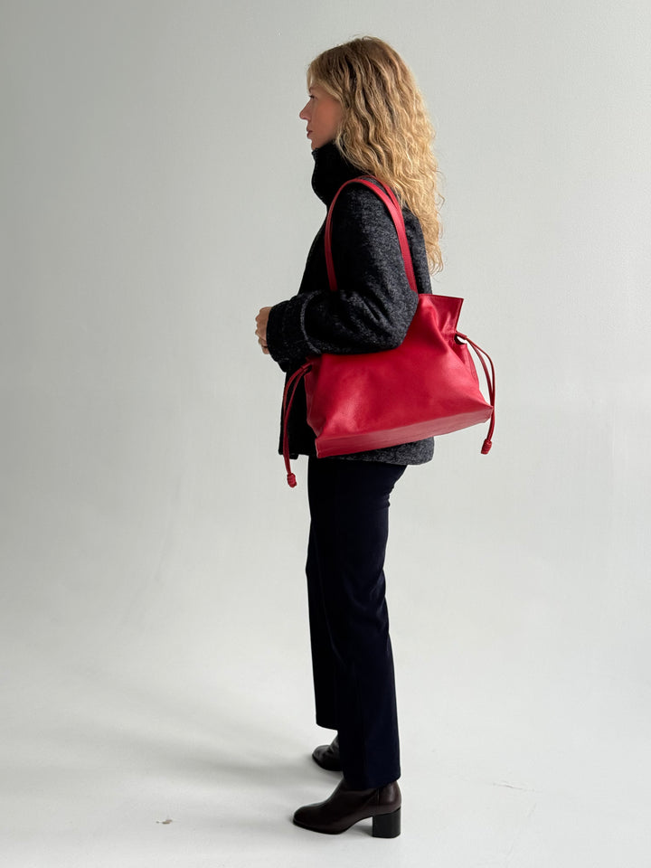 Ādas shopper soma sarkans