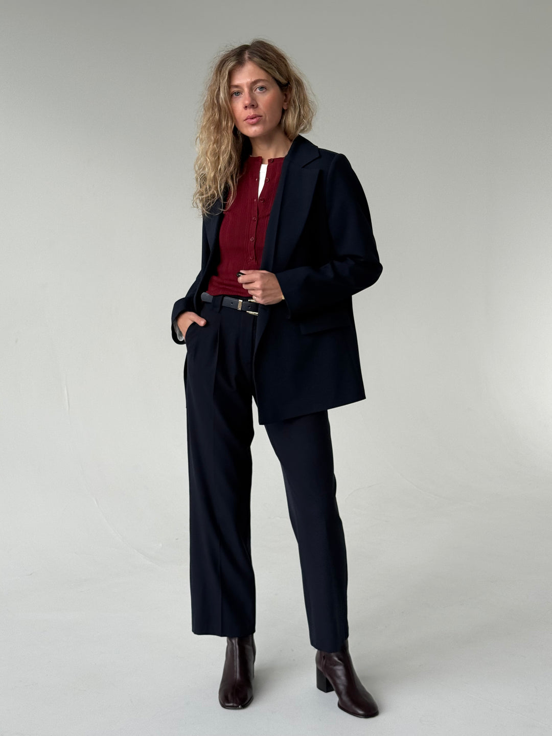 Klasiskas saīsinātas wide leg platas bikses ar jostu #01