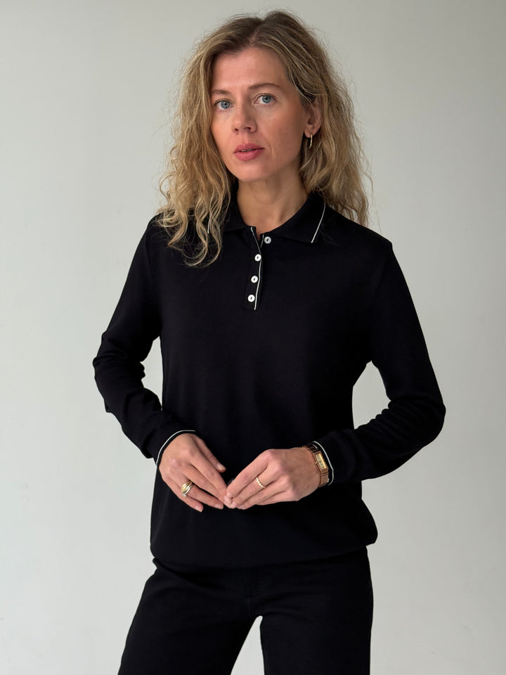 Trikotāžas polo plāns džemperis