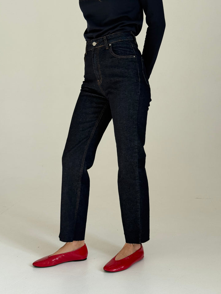 Saīsinātas džinsa bikses ar augstu jostasvietu