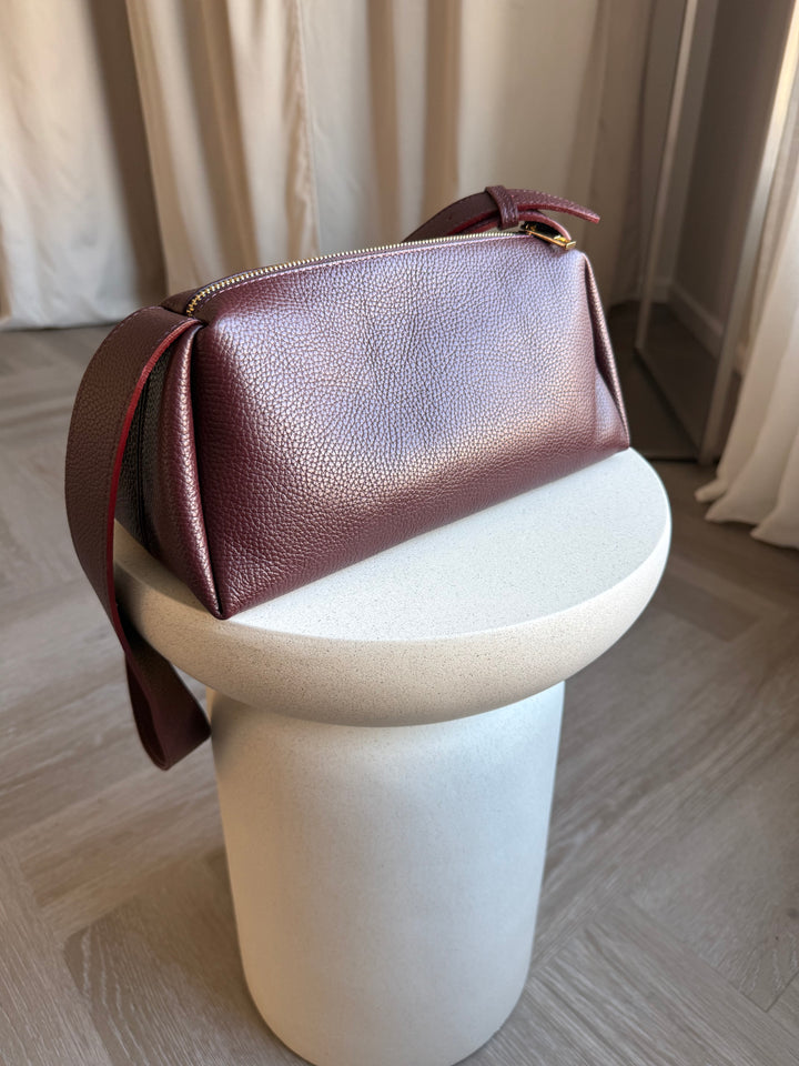 Ādas crossbody soma bordo