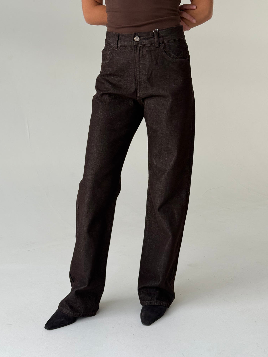 Taisnas džinsa bikses ar augstu jostasvietu #04