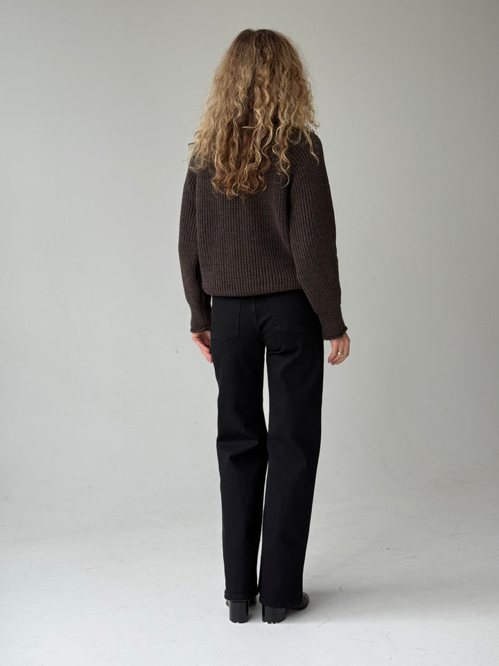 Taisnas džinsa bikses ar augstu jostasvietu #05