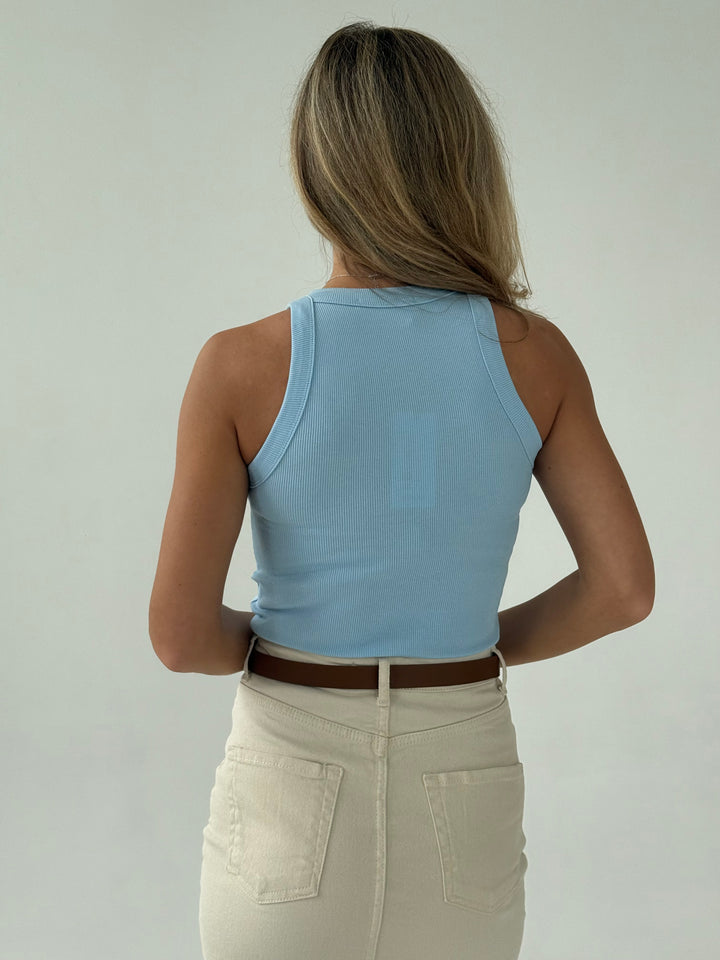 Slim fit kokvilnas rievots tops