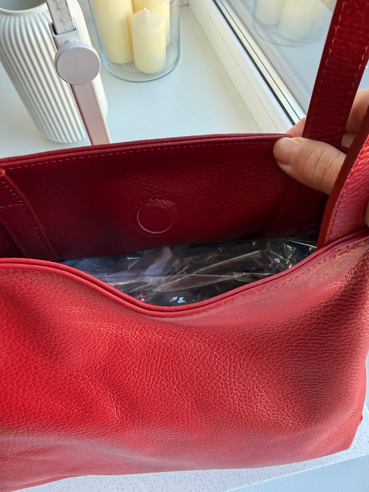 Ādas shopper soma sarkans