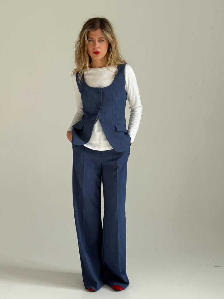Slim fit premium kokvilnas tops ar garām piedurknēm