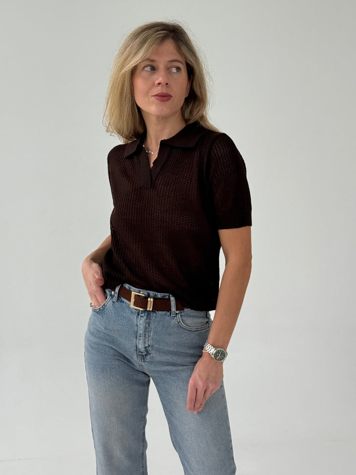Adīts caurspīdīgs polo tops