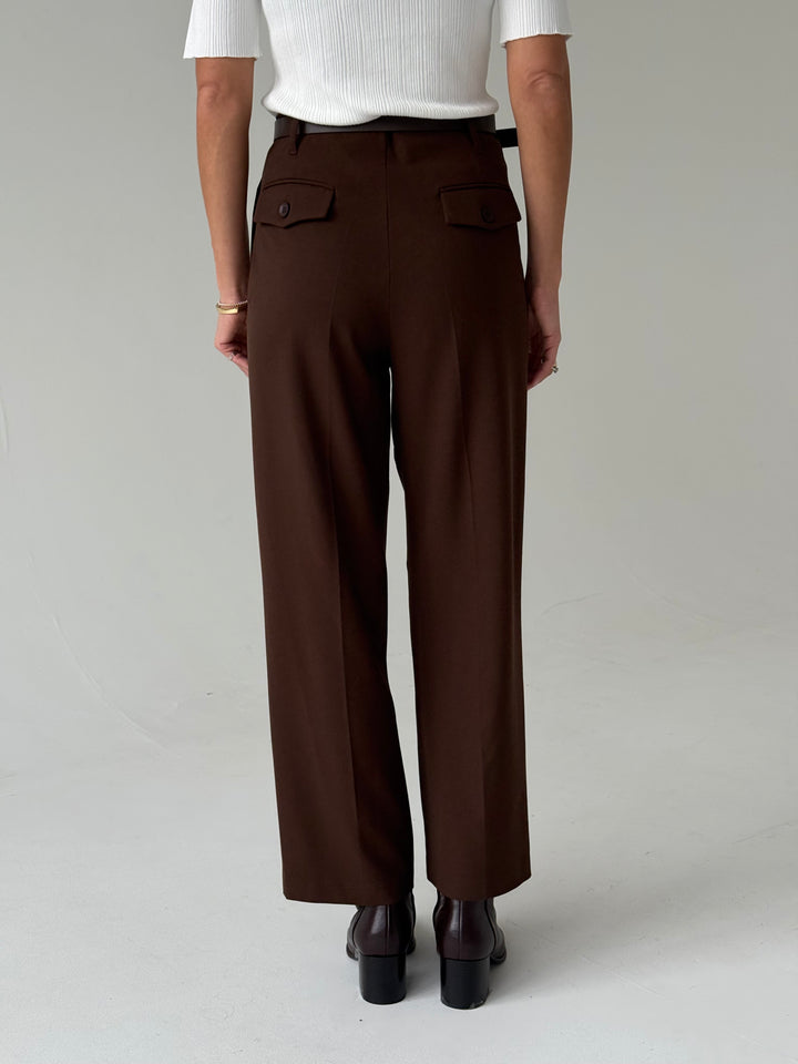 Klasiskas saīsinātas wide leg platas bikses ar jostu #01