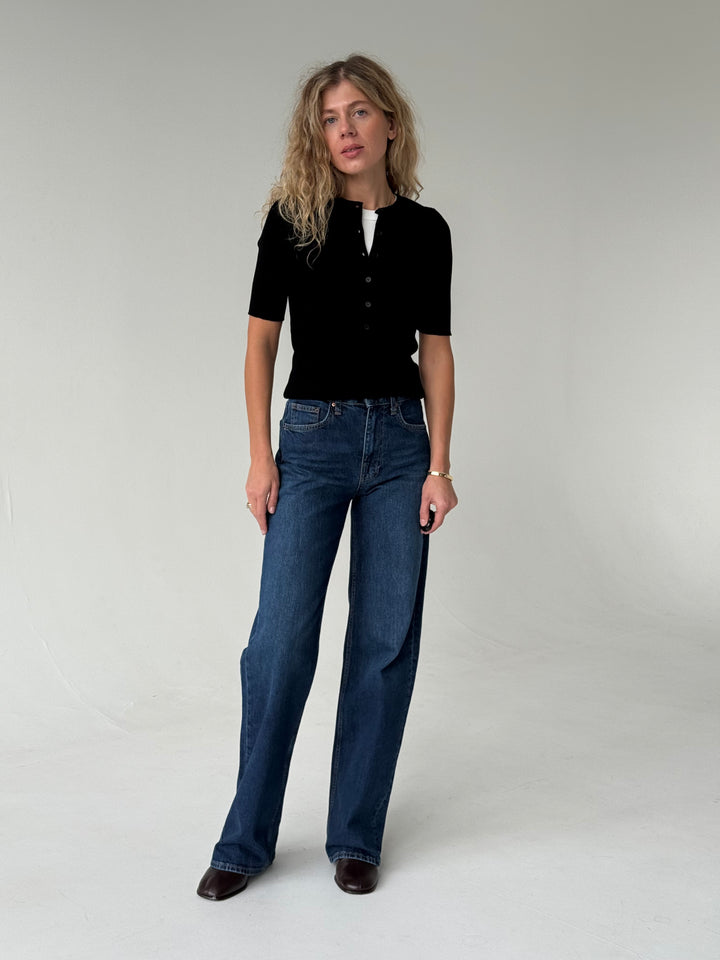 Wide leg platas džinsa bikses