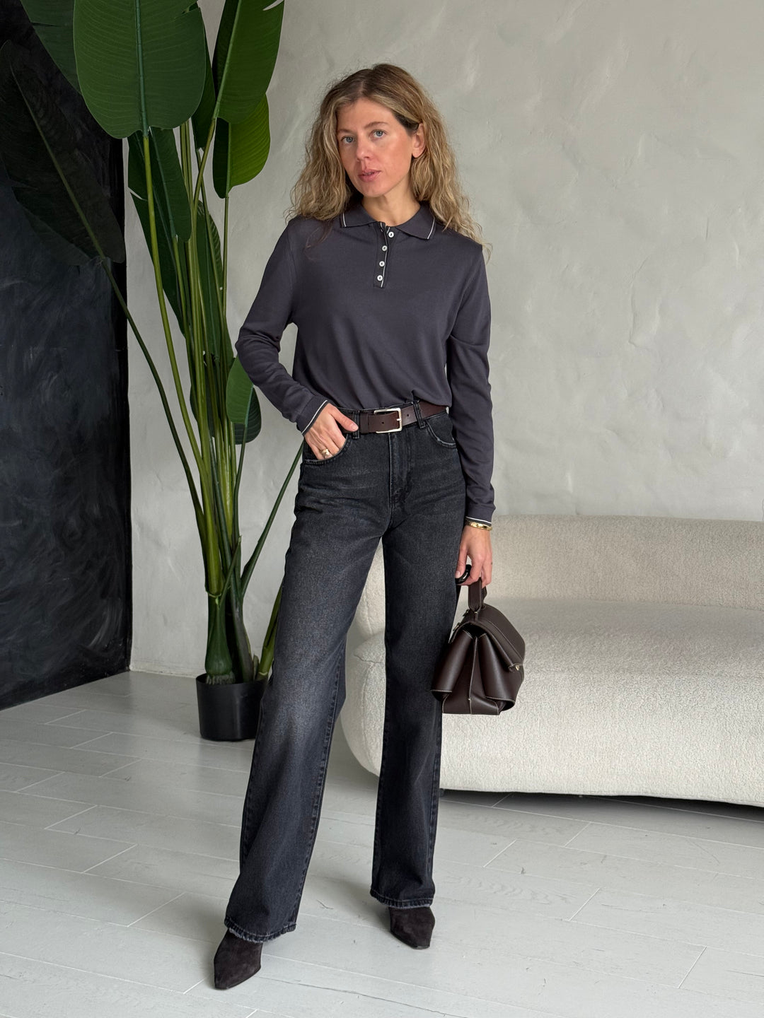 Trikotāžas polo plāns džemperis