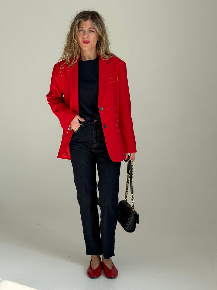 Saīsinātas džinsa bikses ar augstu jostasvietu