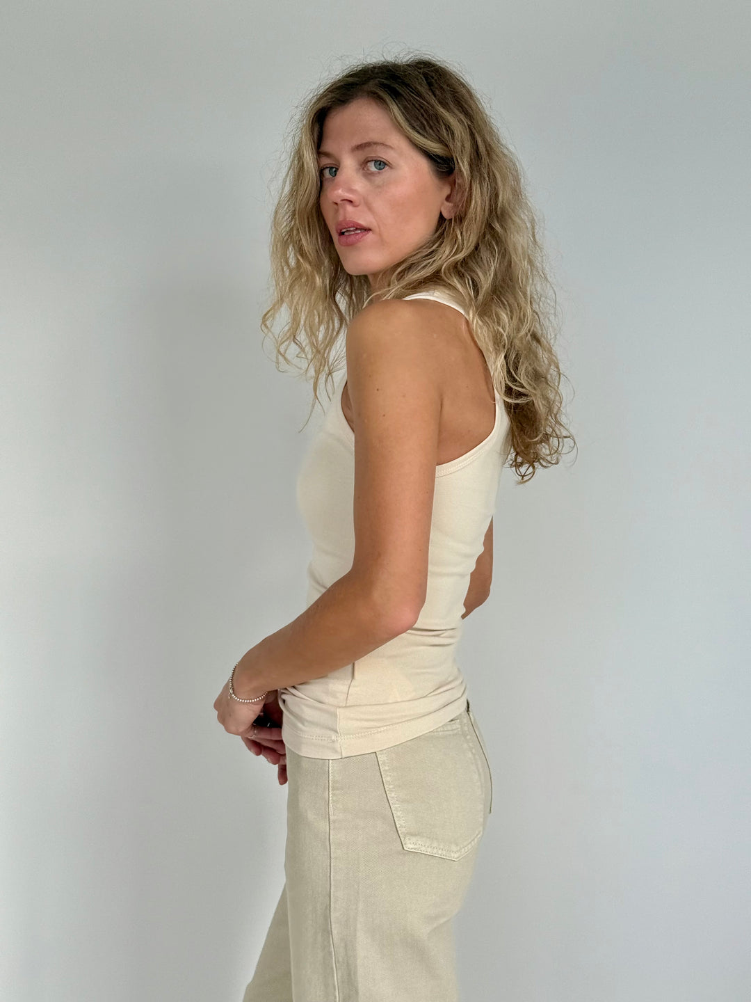 Slim fit kokvilnas tops
