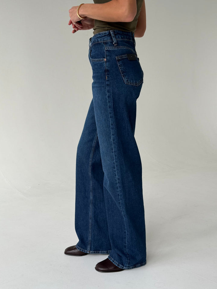 Wide leg platas džinsa bikses