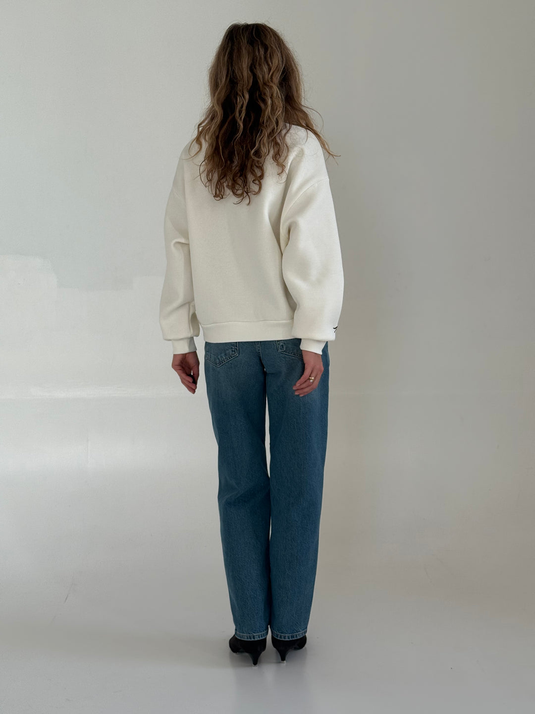 Kokvilnas oversize džemperis ar siltinājumu un uzrakstu #01