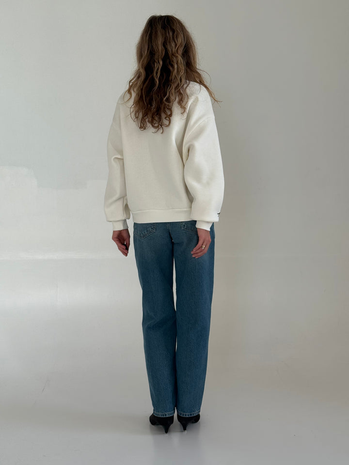 Kokvilnas oversize džemperis ar siltinājumu un uzrakstu #01