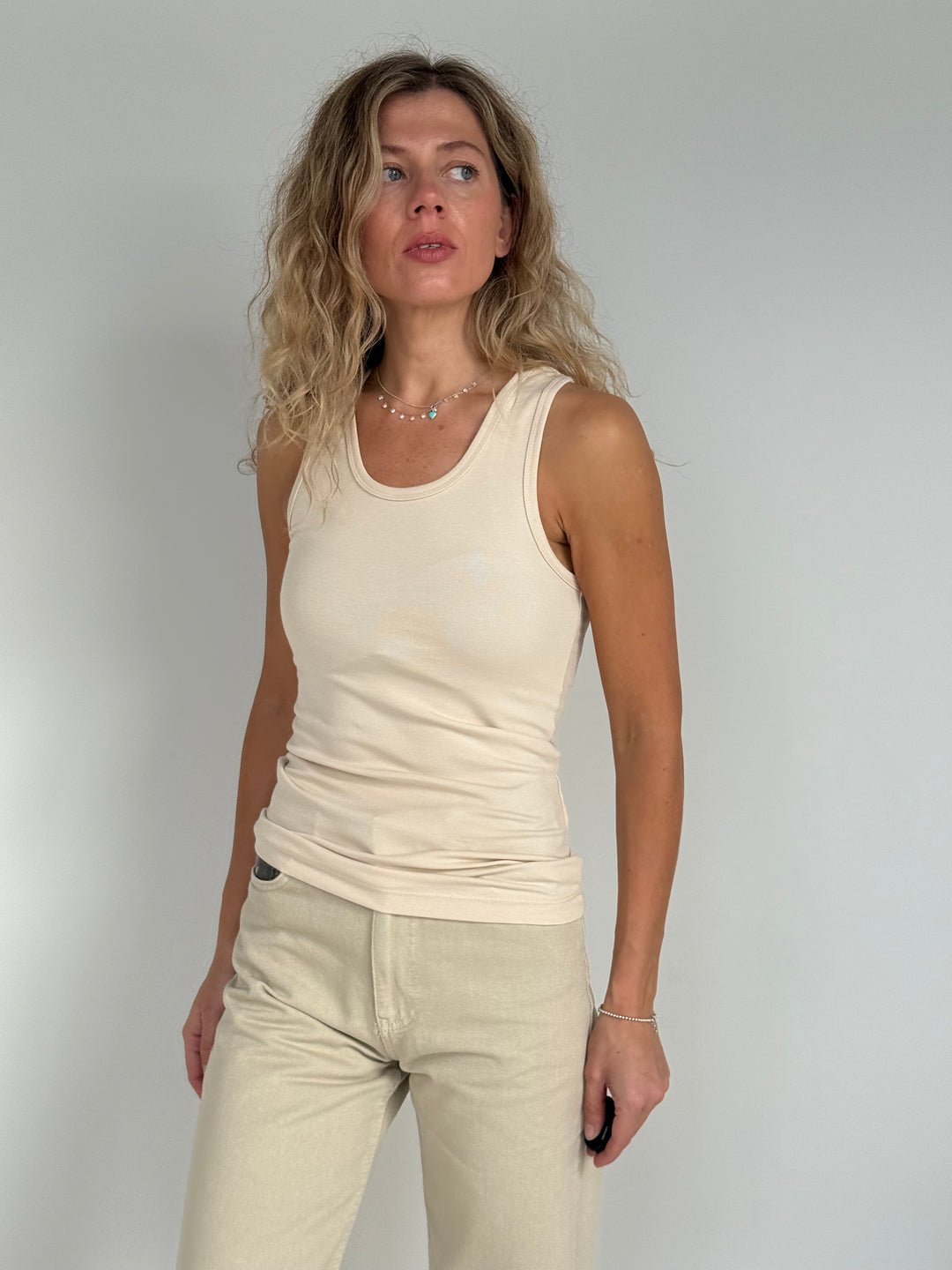 Slim fit kokvilnas tops