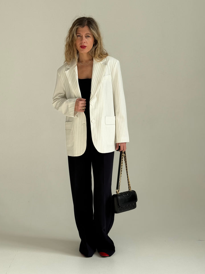 Oversize viskozes svītraina žakete