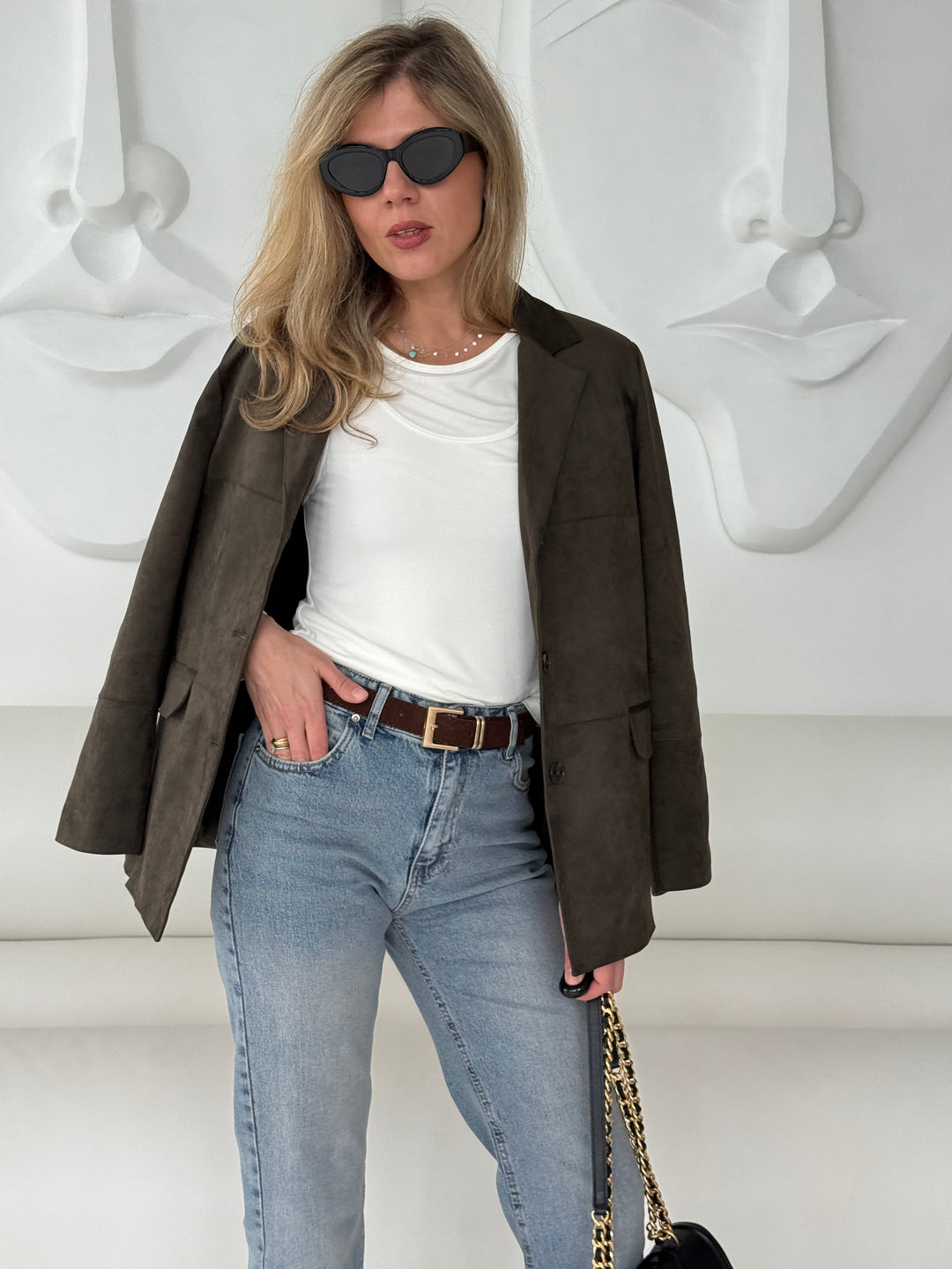 Slim fit viskozes dubults tops ar garām piedurknēm