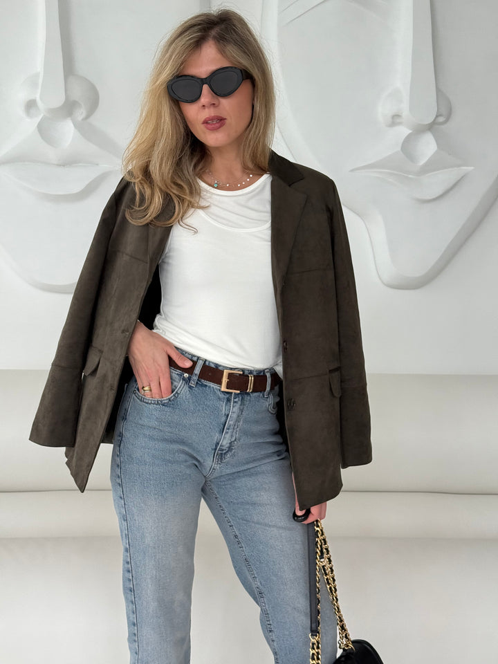 Slim fit viskozes dubults tops ar garām piedurknēm