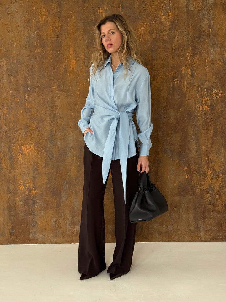 Viskozes blūze ar sasienamu elementu