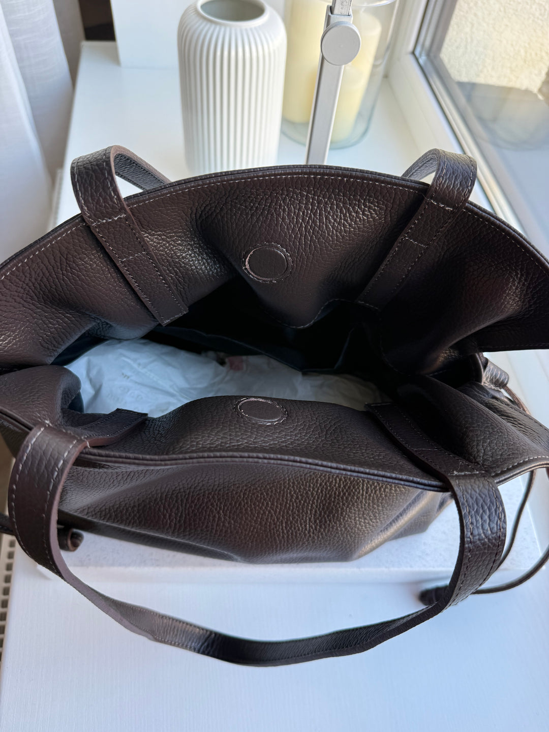 Ādas shopper soma tumšbrūns