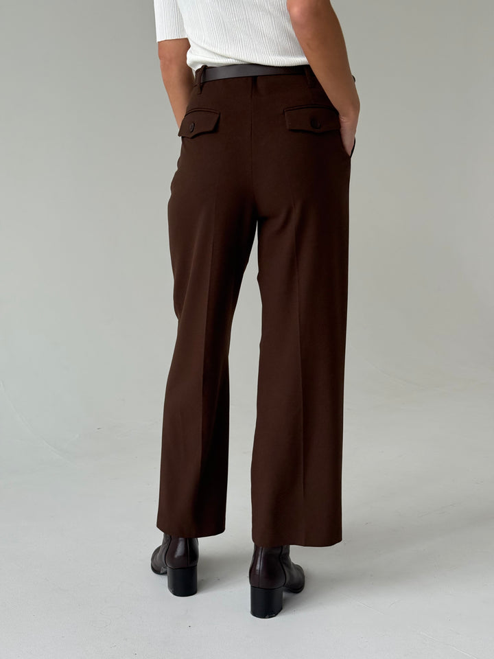 Klasiskas saīsinātas wide leg platas bikses ar jostu #01