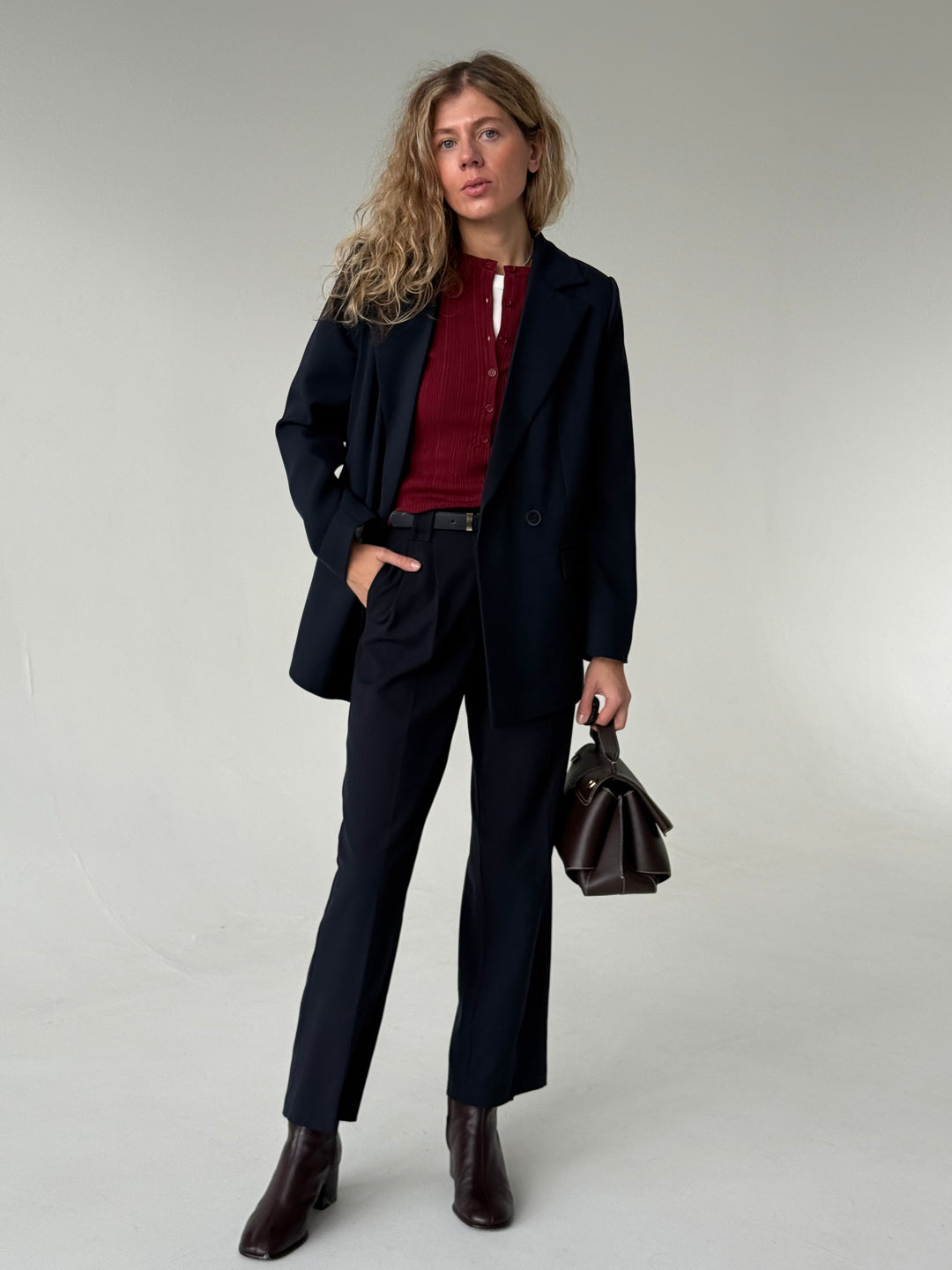 Klasiskas saīsinātas wide leg platas bikses ar jostu #01