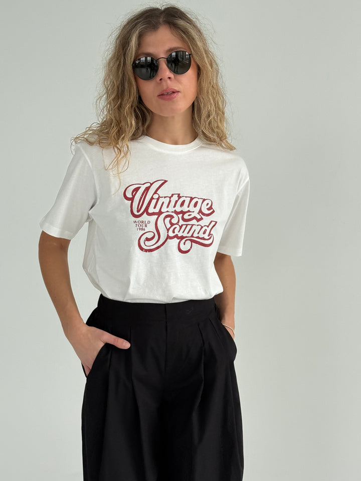 Kokvilnas T-krekls ar uzrakstu Vintage