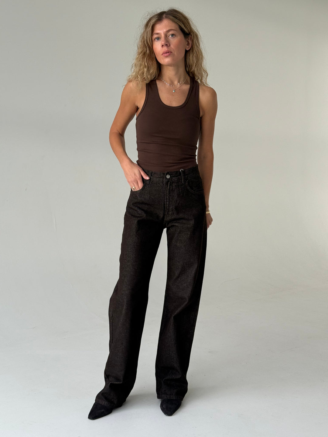 Taisnas džinsa bikses ar augstu jostasvietu #04