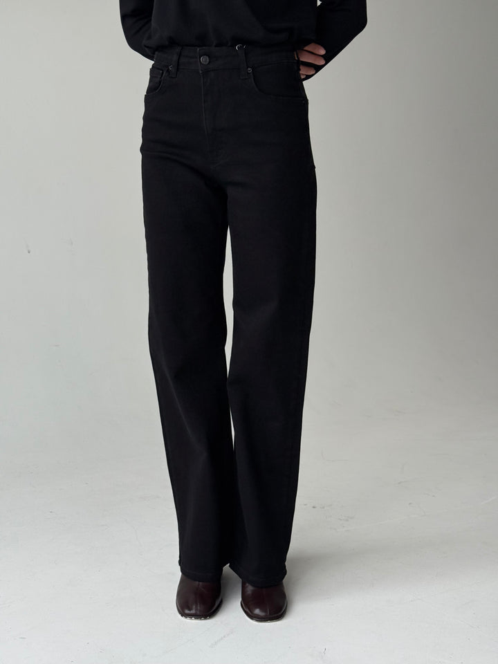 Taisnas džinsa bikses ar augstu jostasvietu #05