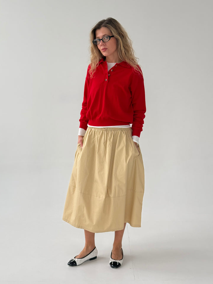 Kokvilnas svārki ar kabatām un savelkamu aukliņu