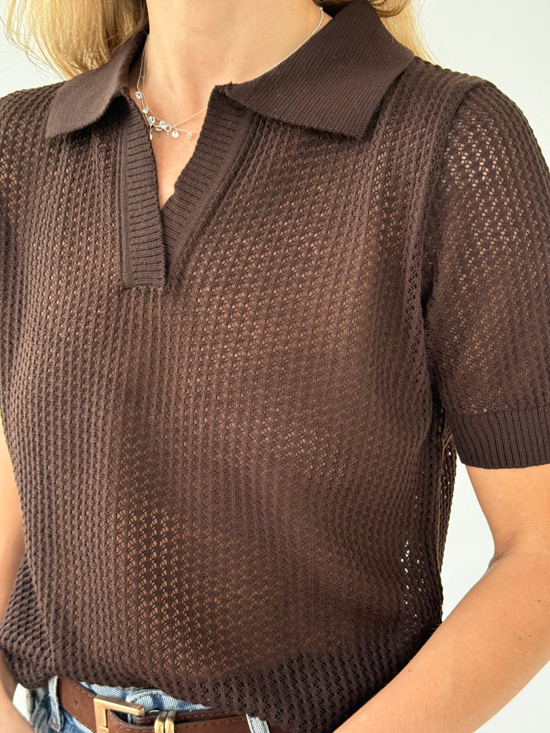 Adīts caurspīdīgs polo tops
