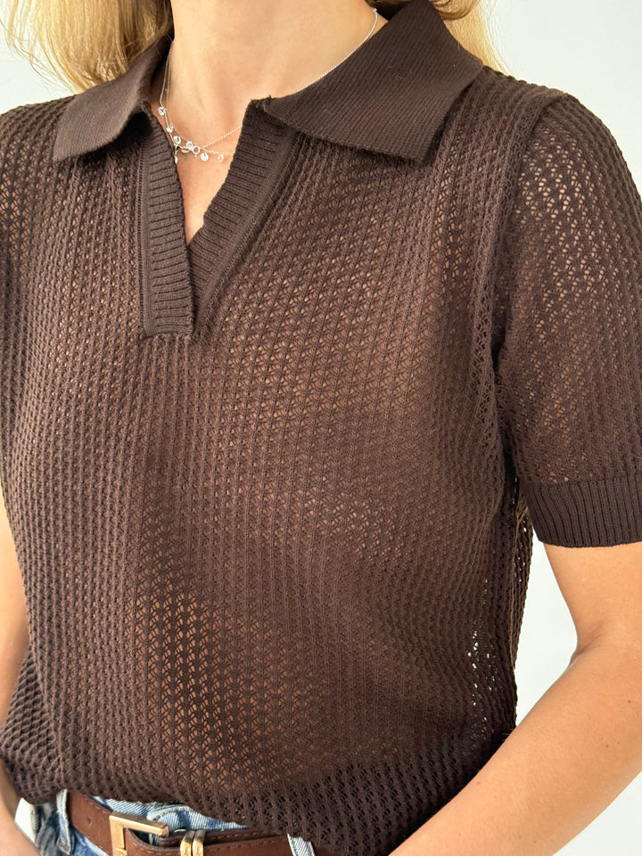 Adīts caurspīdīgs polo tops