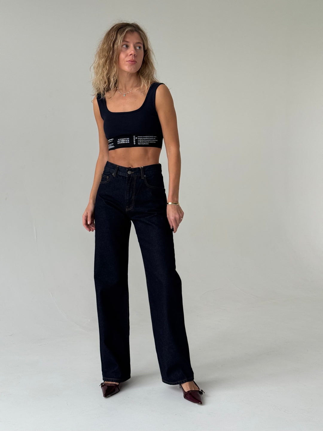 Taisnas džinsa bikses ar augstu jostasvietu #02