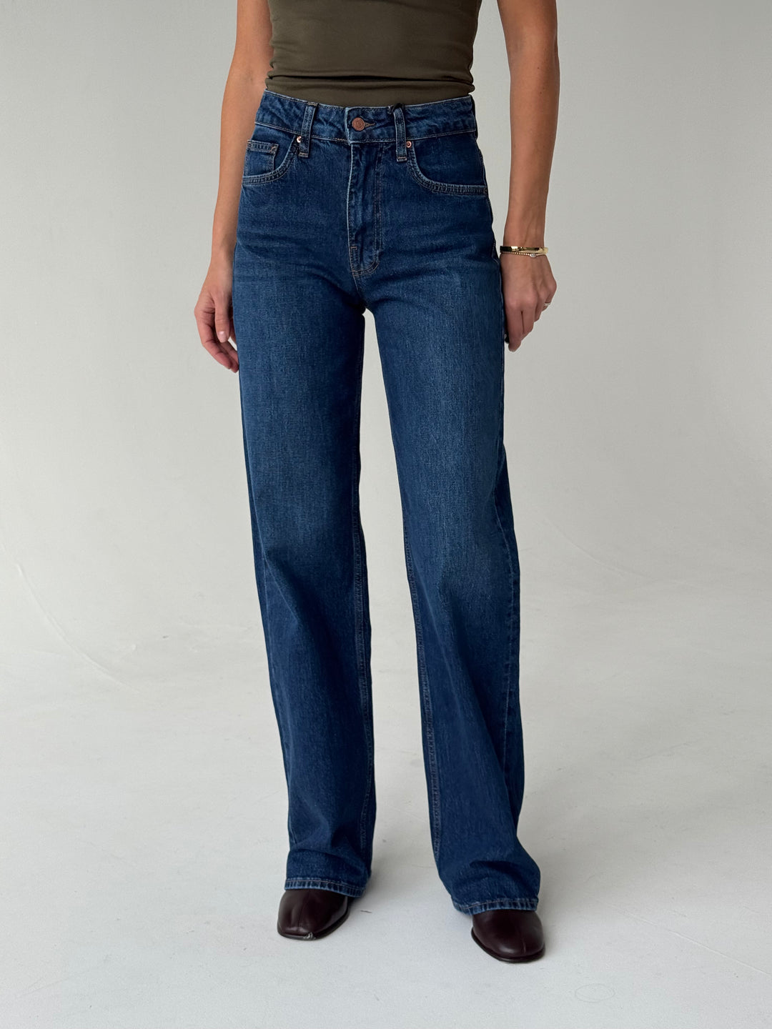 Wide leg platas džinsa bikses