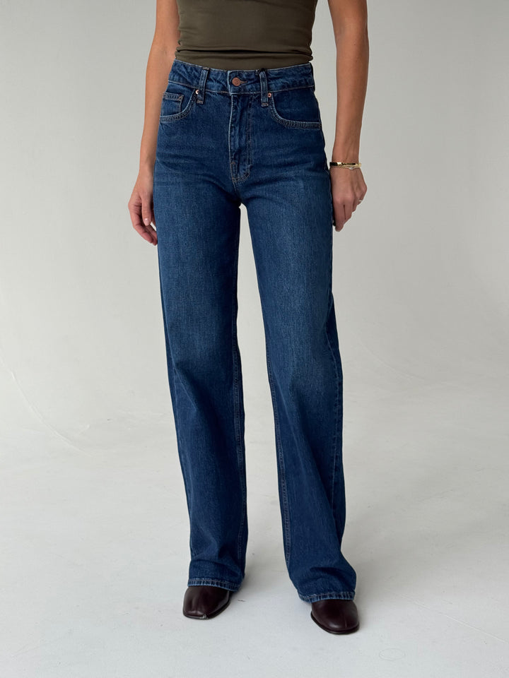 Wide leg platas džinsa bikses