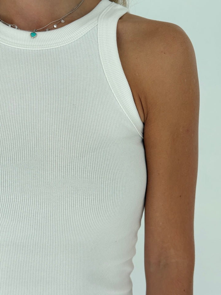 Slim fit kokvilnas rievots tops