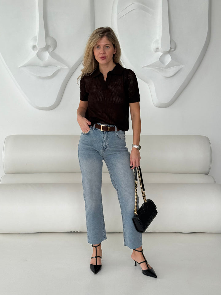 Adīts caurspīdīgs polo tops