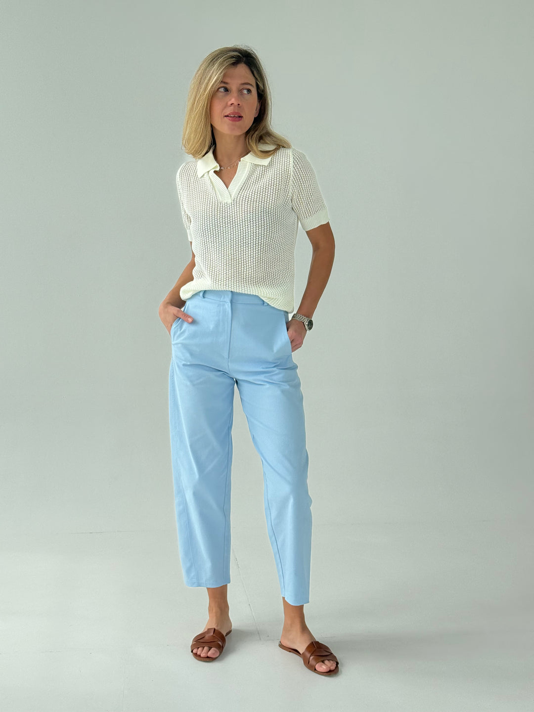 Adīts caurspīdīgs polo tops