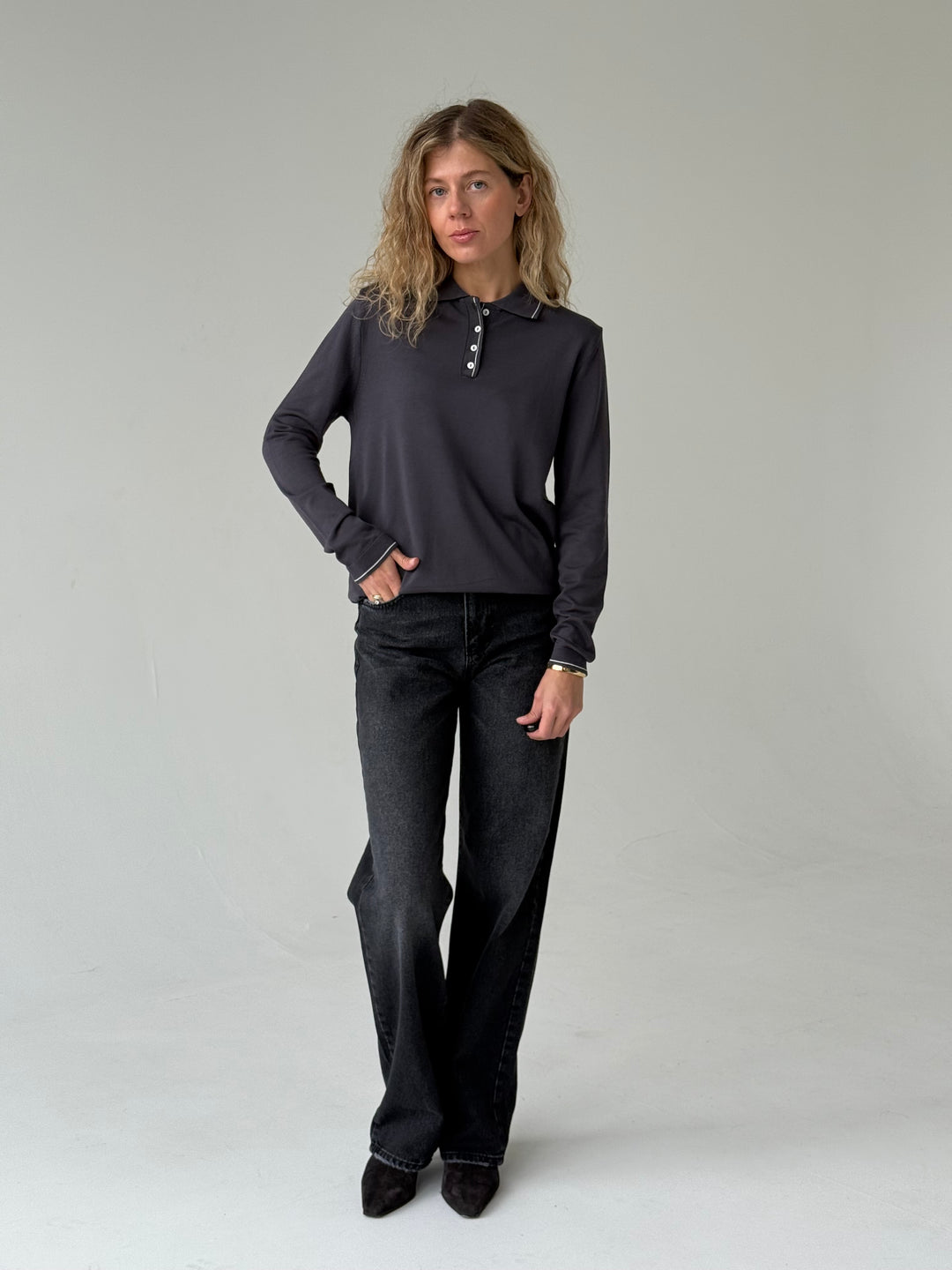 Trikotāžas polo plāns džemperis