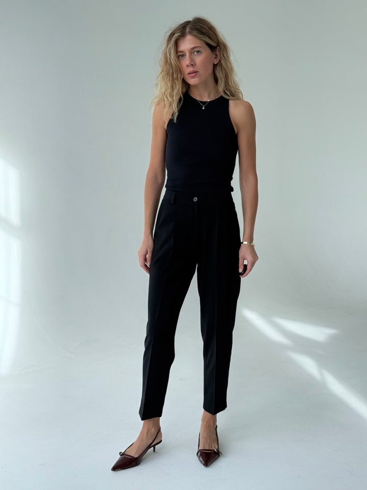 Slim fit kokvilnas rievots tops #01