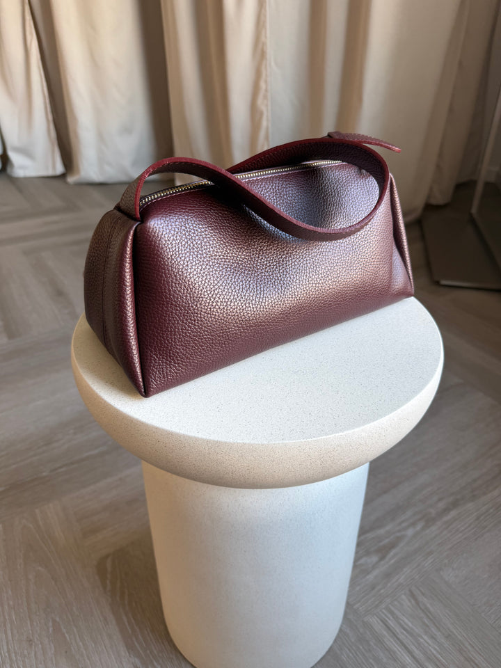 Ādas crossbody soma bordo