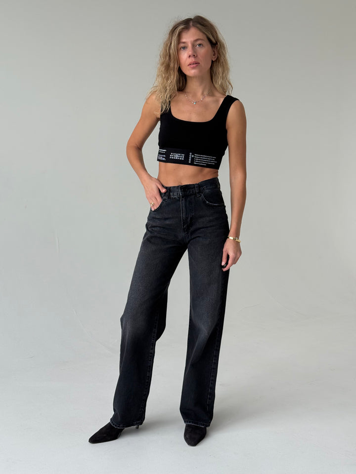 Taisnas džinsa bikses ar augstu jostasvietu #03