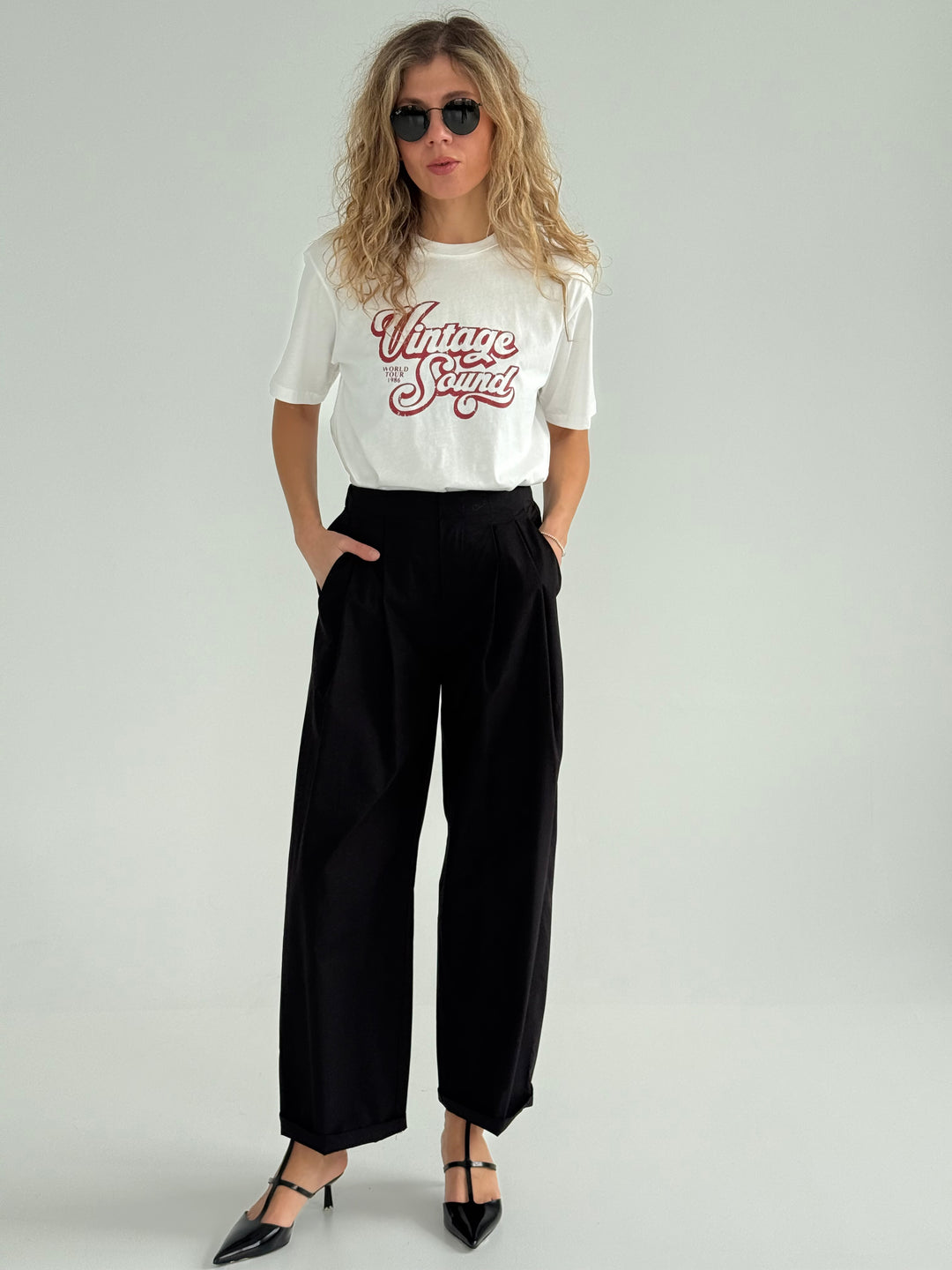 Kokvilnas T-krekls ar uzrakstu Vintage