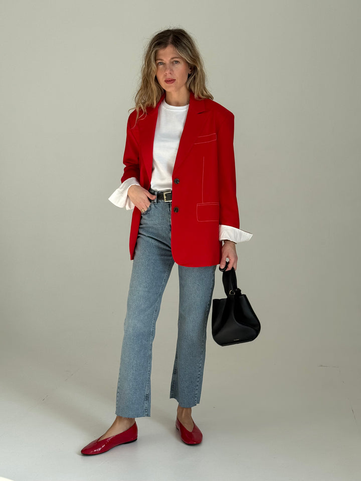 Oversize viskozes žakete ar kontrastējošiem elementiem