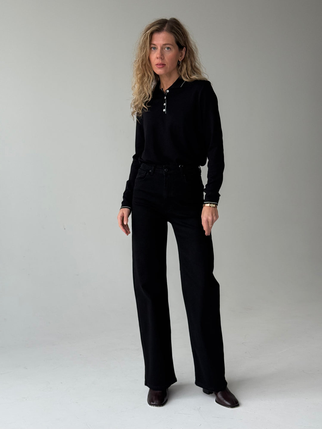 Taisnas džinsa bikses ar augstu jostasvietu #05