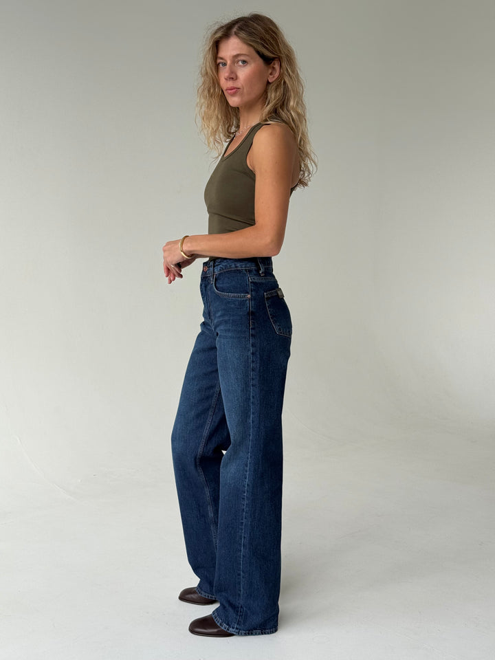 Wide leg platas džinsa bikses